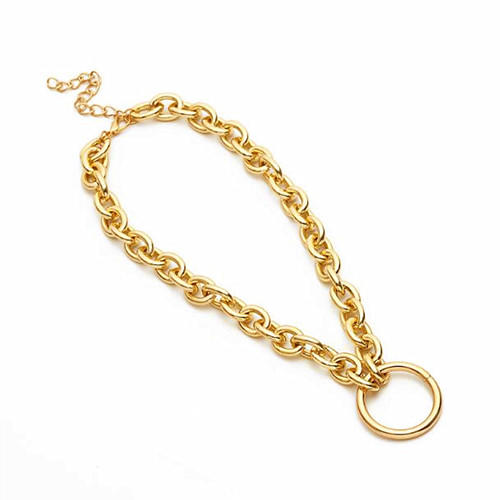 French style fashion jewelry circle pendant chunky chain choker necklace